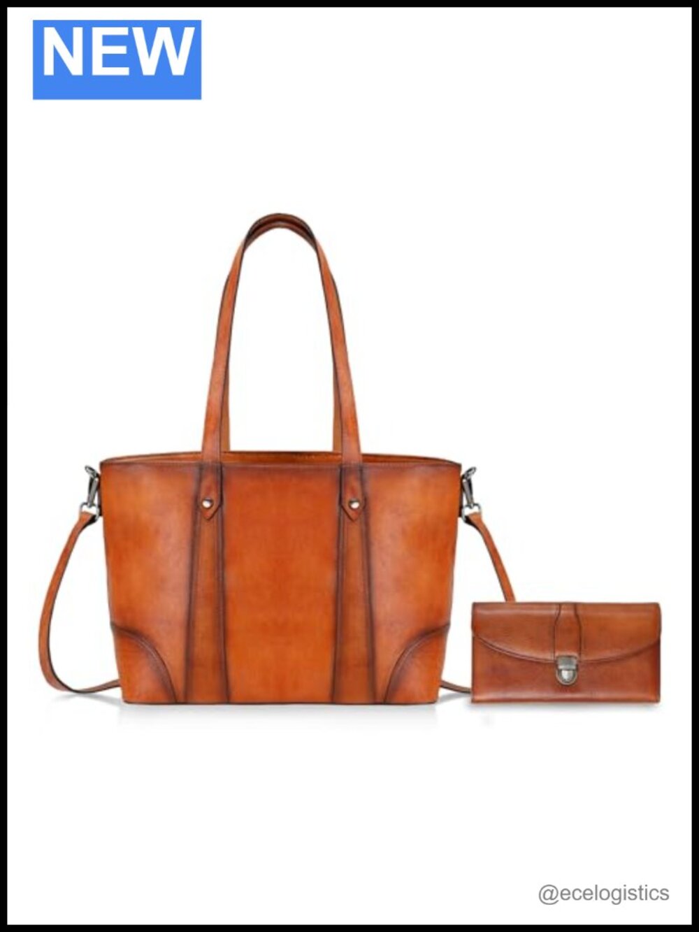 Genuine Leather Crossbody Bag with Matching Wallet, Large Capacity, Detachable